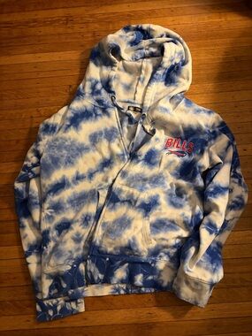 NFL Bills Blue and White Tie-Dye Hoodie